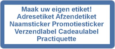 Adressticker - blauw - blauwe tekst - 250 stuks - 21x48mm - rechthoek - gepersonaliseerd - met eigen tekst