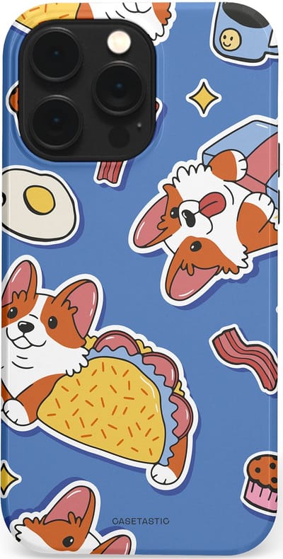 Casetastic Hoesje Geschikt voor Apple iPhone 14 Pro Max Magsafe - Stijlvolle Beschermende Duo-layer Case - Corgi en Snacks
