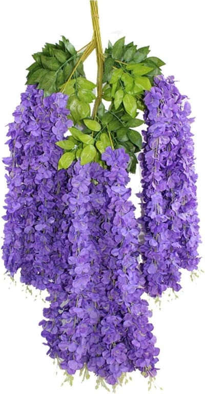 Paarse Nepbloemen Wisteria Lianen - 12 Stuks Zijde Hangplanten voor Wanddecoratie, Tuinversiering en Trouwen Achtergrond (110 cm)