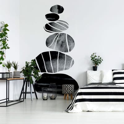 Vooraf gelijmd vliesbehang met gigantische muurschilderingen - PEBBLES - 90x90cm