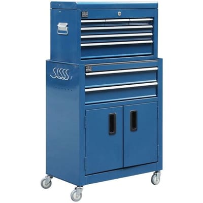 HBM gereedschapswagen inclusief opzetkast, blauw, model 2