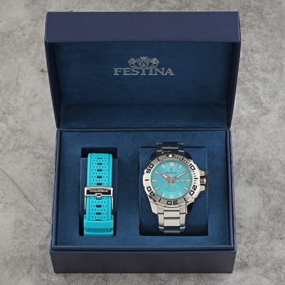 Festina F20665/6 Heren Horloge - Mineraalglas - Roestvrijstaal/Staal - Zilverkleurig - Ø 46.5 mm - Quartz - Vouw/Vlindersluiting - 20 ATM (duiken)