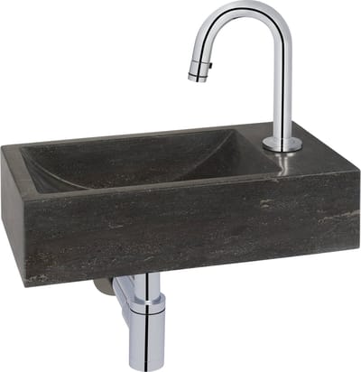 Saqu Nature Collection fonteinset met chromen kraan c-uitloop rechts natuursteen