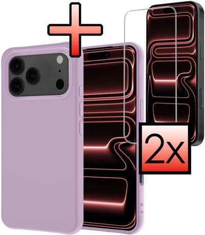 Hoesje - Met 2x Screenprotector - Geschikt voor Apple iPhone 17 Pro - Sterk & Shockproof - Back Cover - Siliconen Case - Telefoon Hoes - Lila