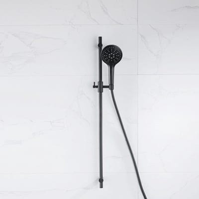 FugaFlow Eccelente Acces glijstangset met ronde handdouche, gladde doucheslang mat zwart