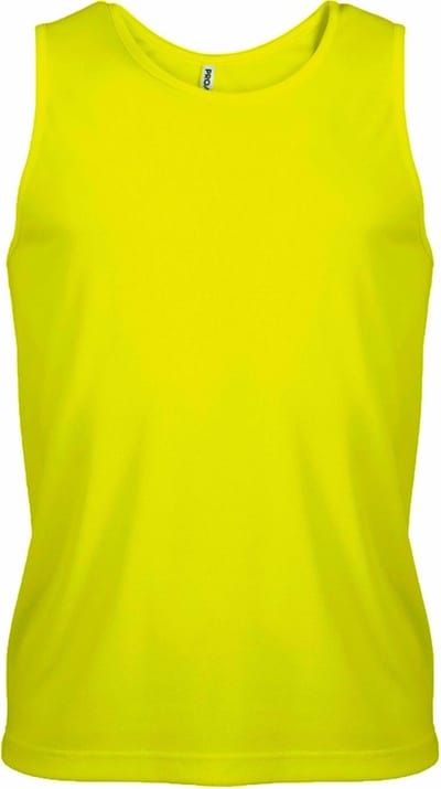 Sport singlet voor heren - Tanktop hemd - Fluor geel - Herenkleding - Mouwloze t-shirts - sportkleding S