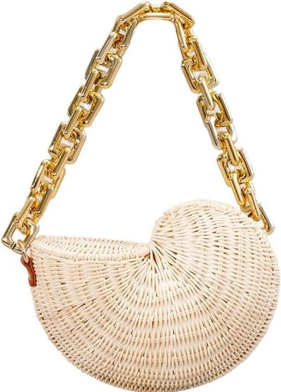 Dames Schoudertas - Rieten Tas - Zomerse Uitjes - Uniek Geweven Design - 23x18x10cm - Naturel
