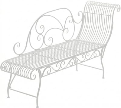 CLP Karma Tuinbank - Metalen Chaise Longue voor Tuin en Balkon - IJzeren Bank met Rugleuning - 156 cm - Belastbaar tot 160 kg - wit