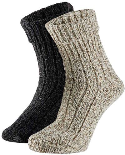Apollo - 4-Pack - Wollen Huissokken - Zachte Wolmix - 2-Pack - Dames - zwart / beige - 39-42 - 124357001