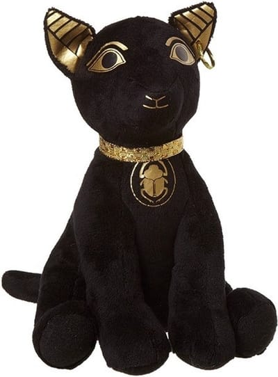 Nature Planet Pluche bastet kat knuffel - zwart - 20 cm - Egyptische oudheid dieren knuffels - katten