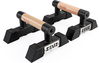 ZEUZ Houten Parallettes Klein voor Calisthenics, CrossFit, Turnen & Gymnastiek – Push Up Grips Bar & Opdruksteun Hout - Fitness & Krachttraining – Metalen Frame met Antislip – 12.5 CM Hoog