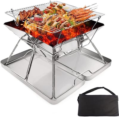 DnA® Tafel Bbq Houtskool - Weber Bbq -Boretti Bbq - Houtskool - Zilver - 31cm x 31cm x 25cm