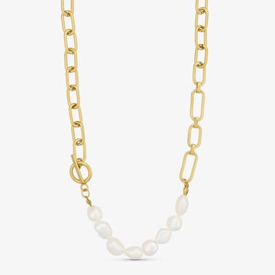 Wolff Jewelry - Vonda Ketting - Parel - Gold Plated - Verguld - Goudkleurig - Waterproof - Dames - Cadeau - dochter - vrouw – vriendin – moeder - verjaardag