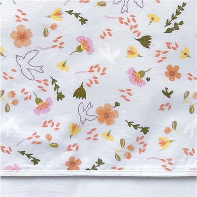 BINK Bedding Ledikantlaken Saar 100 x 150 cm - laken voor ledikant - lakentje - babylaken - bloemen - vogels - roze - groen - geel - peach