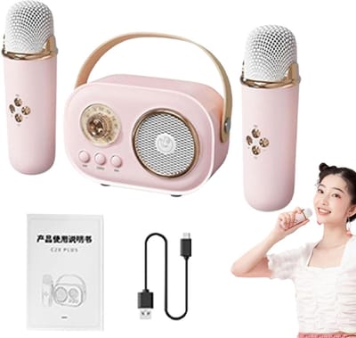 Karaoke Speaker Microfoon - Zing Systeem - Muziek Beleven - Zes Geluidseffecten - 9x18x9 cm - Roze