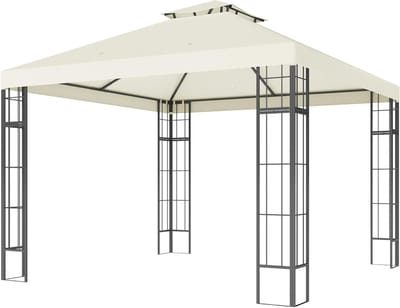 Tuinpaviljoen met dubbel dak - Partytent buiten - Feestjes en ontspanning - Verbeterde luchtcirculatie - 3x3 meter - Crèmewit