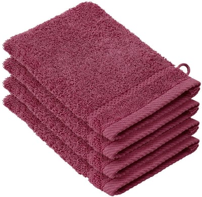 De Witte Lietaer Washandjes Stephanie Beet Red - 15 x 21 cm - set 4 stuks - Rood - Katoen