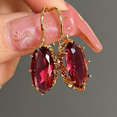Vintage gouden kleur blauwe kristal zirkoon oor oorbellen voor vrouwen Cz stenen inleg bungelen druppel oorbellen vrouwelijke bruiloft sieraden geschenken brown