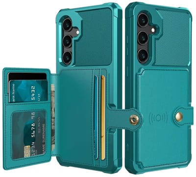 Portemonnee Hoesje Geschikt voor Samsung Galaxy S24 Plus - Back Cover met Pasjeshouder - Telefoonhoesje voor Pinpas - Kaarthouder op Achterkant - Case met Magneet Groen