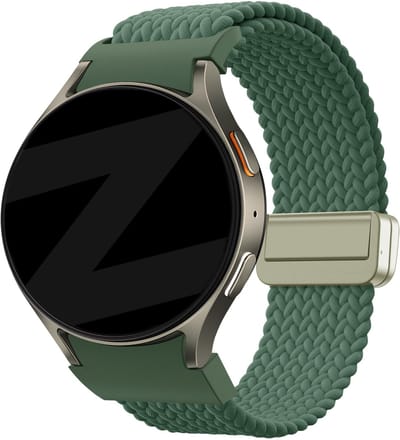 Bandz Gevlochten nylon bandje 'Easy fit' - Geschikt voor Samsung Galaxy Watch 7 (40 & 44mm) / Galaxy Watch 6 Classic (43 & 47mm) / Galaxy Watch 5 (Pro) / Galaxy Watch 4 (Classic) / Galaxy Watch FE (groen)