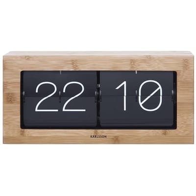 Karlsson Wand- / Tafelklok Boxed - Flip XL - Bamboe - 37x17,5x9cm - Scandinavisch