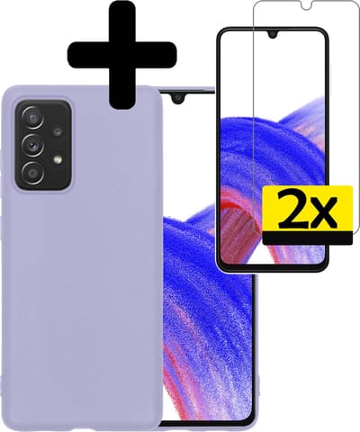 Hoesje - Met 2x Screenprotector - Geschikt voor Samsung Galaxy A33 - Sterk & Shockproof - Back Cover - Siliconen Case - Telefoon Hoes - Telefoonhoesjes - Lila