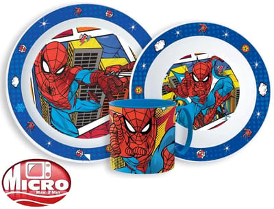 Spiderman Web Kinderserviesset – 3-delig – Bord, Kom en Beker – BPA-vrij – Voor Peuters en Kleuters