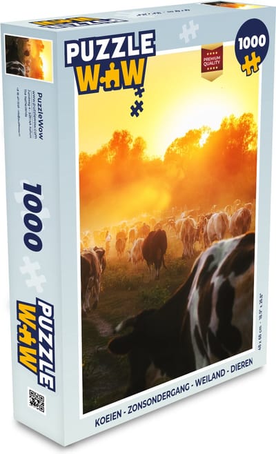 Puzzel Koeien - Zonsondergang - Weiland - Dieren - Legpuzzel - Puzzel 1000 stukjes volwassenen