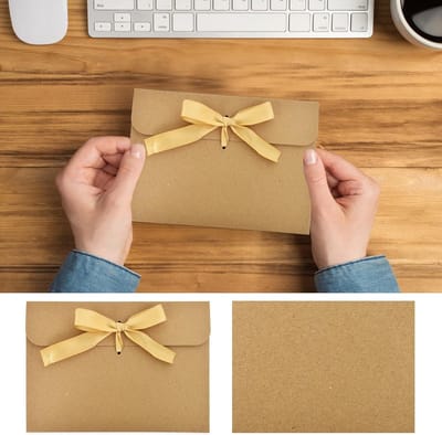 Retro Kraft Papier Enveloppen voor Bruiloften, Cadeaukaarten en DIY Uitnodigingen - 50 Stuks met Bruine Bandjes voor Valentijnsdag