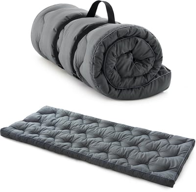 Dailygoody - Dikke slaapmat - Campingmatras - Gewatteerd comfort - 190 x 75 cm - Draagbaar en lichtgewicht - Perfect voor kamperen - Grijs