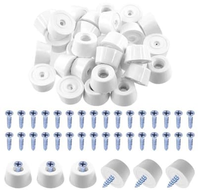 30 Stuks Witte Ronde Rubberen Meubelpads met Antislip en Schroeven
