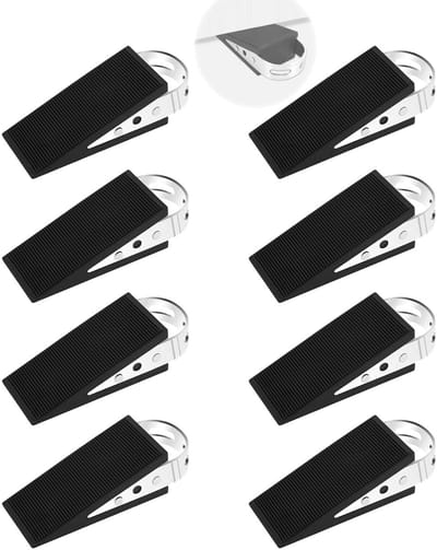 8 Stuks Rubberen Deurwiggen, Stapelbare Hoogwaardige Deurstoppers met Roestvrijstalen Handgreep, Krasbestendig, Antislip Deurstoppers voor Alle Vloeren en Alle Soorten Deuren