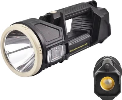 Krachtige LED Zaklamp met Zonnepaneel – Medium Formaat – Compacte Oplaadbare Zaklamp met Lange Afstand – USB & Solar Opladen – Heldere Searchlight voor Camping, Auto & Thuis