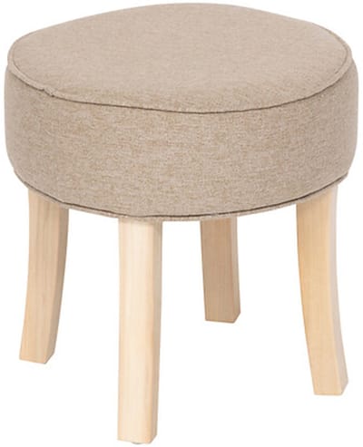 Atmosphera Zit krukje/bijzet stoel - Adriel - hout/stof - beige fluweel - D35 x H40 cm - Extra zitplaatsen