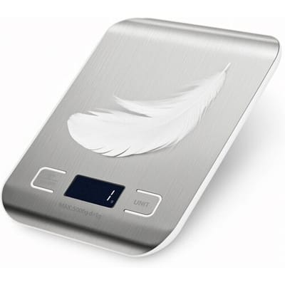 Vivreal K5058 Digitale Keukenweegschaal met LCD-scherm, Roestvrijstaal Vingerafdrukbestendig, 5kg/0,1oz Hoge Nauwkeurigheid, Meerdere Eenheden