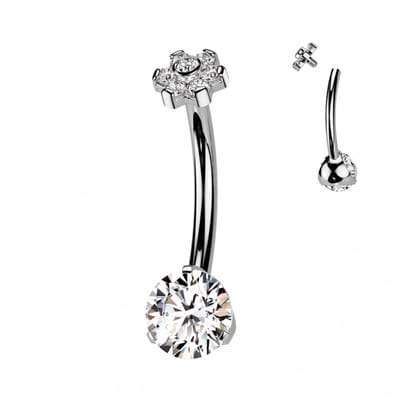 Piercing titanium rond met bloem top - LMPiercings