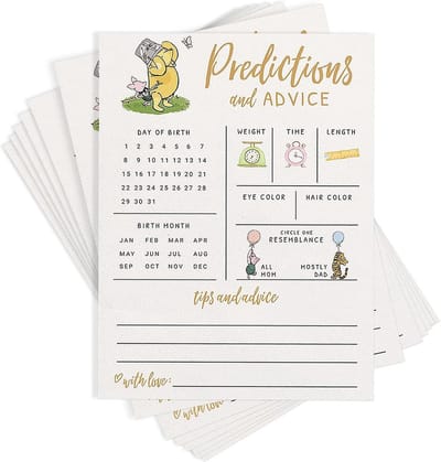 30x Babyshower Voorspelling en Advies Kaarten - Cartoon Beer Thema - Unisex Spel voor Gender Reveal en Nieuwe Ouders