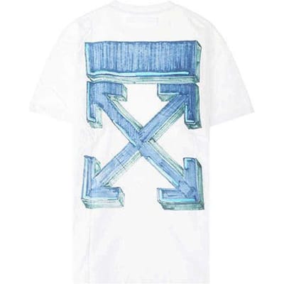 Off-White Marker Korte Mouw Overhemd Wit/Blauw Heren Tops OMAA038E20JER0020145 L gray