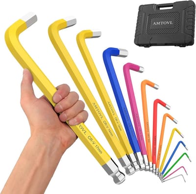 Inbussleutel Set Metrisch 12 Delig 1,5-17mm - Kleurgecodeerd voor Fiets en Doe-Het-Zelf Klussen