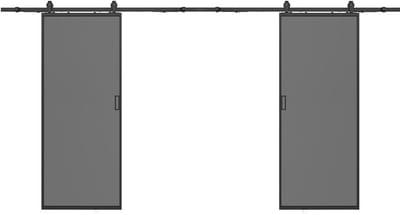 Vente-unique Dubbele schuifdeur met wandbevestiging - Aluminium en gerookt, gehard matglas - 2 x H205 x L63 cm - LINCI II