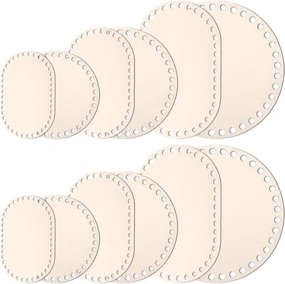 Set van 12 Houten Mand Bodems in 6 Afmetingen - Rond en Ovaal (10, 15, 20 cm) - Ideaal voor Haken, Weven en Creatieve DIY Projecten