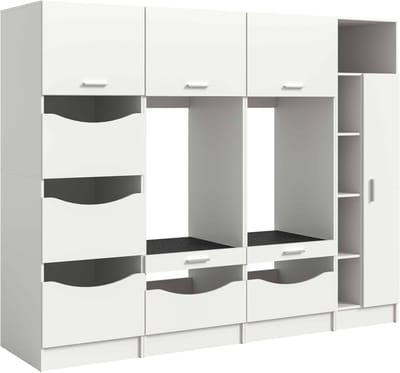 Wasmachine Ombouwkast 4 delige set Free in wit - 242x195x68 cm