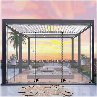 Buitengordijnen Transparant - PVC Zijpanelen - Terras Beschermen - Dubbele Rits Toegang - 5 x 3 m - Transparant