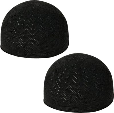 Bovista Kufi - Gebedshoed - Islam - Alhamdulillah - Islamitische Kleding - Moslim Kleding - Zwart+zwart