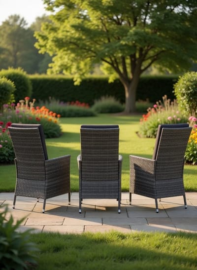 Tuinstoel met kussens, tuinstoel, relaxstoel, stoel, zonnebed, hoge rugleuning, tuinstoel, tuinmeubelen, polyrotan, grijs-Mobili Bella