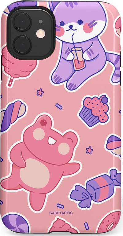 Casetastic hoesje geschikt voor Apple iPhone 11 - Dubbellaagse bescherming - Snoepvriendjes - Fashion Case - Lichtroze Lavendel Koraal