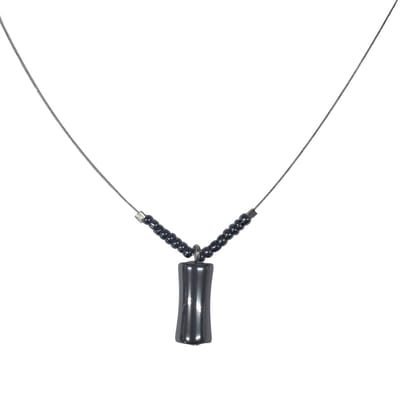 Glamour - Halsketting - Handgemaakte Ketting - Edelstaal - Gun Metal - Bone - 44 cm.