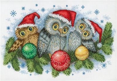 Borduurpakket Kerst - Uilen - Mp Studia
