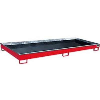 Bauer RW 3300-1 PE legbordbak, met PE inzet, B 3262 x D 1312 x H 195 mm, tot 240 liter, gelakt staal, vuurrood
