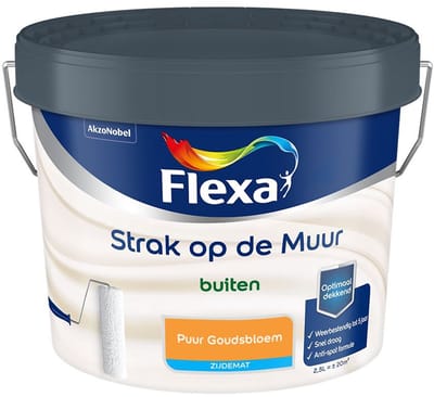 Flexa - Strak Op De Muur Buiten Zijdemat - Puur Goudsbloem - Mengverf - 2,5 L